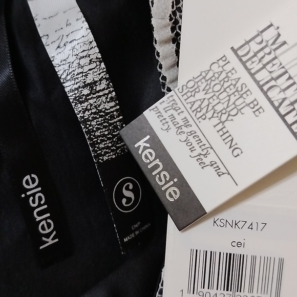 (1272) Kenzie Lace Overlay Black Slip Ivory Lace Sheath Dress Size Small - Picture 10 of 11